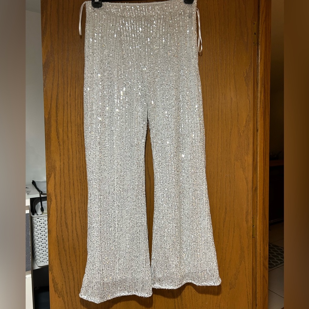 Amazing Lace white Sequin Flare Pants